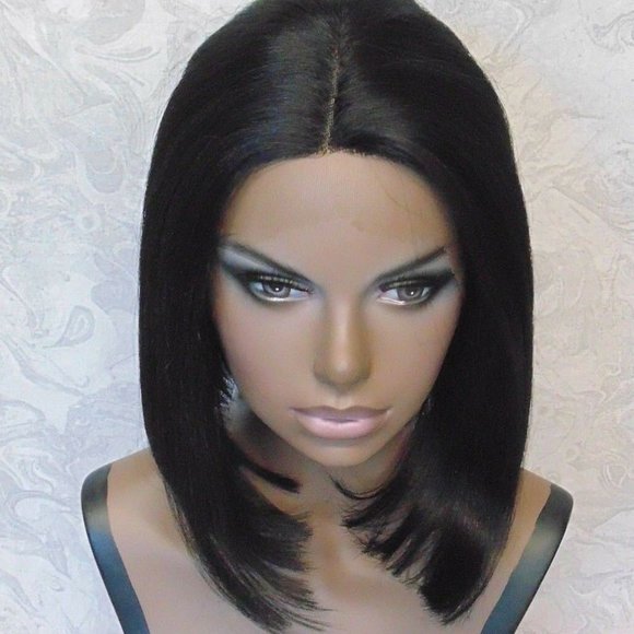 Glueless Lace Front Short Black Yaki Bob Wig main image 9